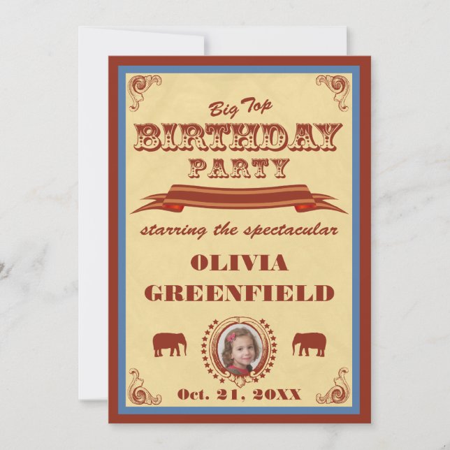Big Top Birthday Party Invitation (Front)