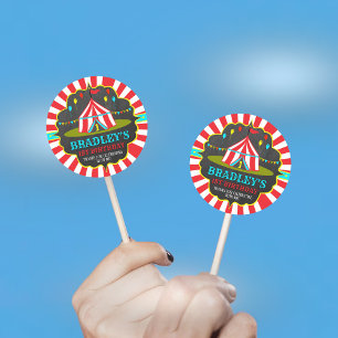 Big Top Circus Carnival Chalkboard 1st Birthday Classic Round Sticker
