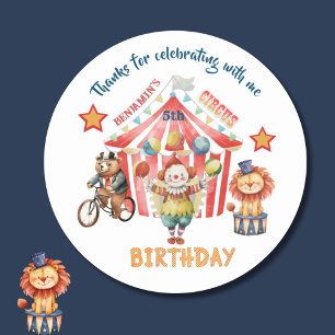 Big Top Circus Carnival Fifth Birthday Classic Round Sticker