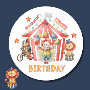 Big Top Circus Carnival Fifth Birthday Classic Round Sticker