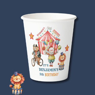 Big Top Circus Carnival Fifth Birthday  Paper Cups