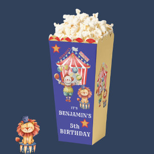 Big Top Circus Carnival Fifth Birthday Popcorn Favour Box