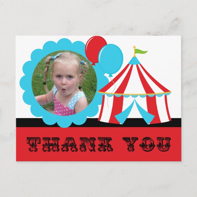 Big Top Circus Thank You Postcard (Front)