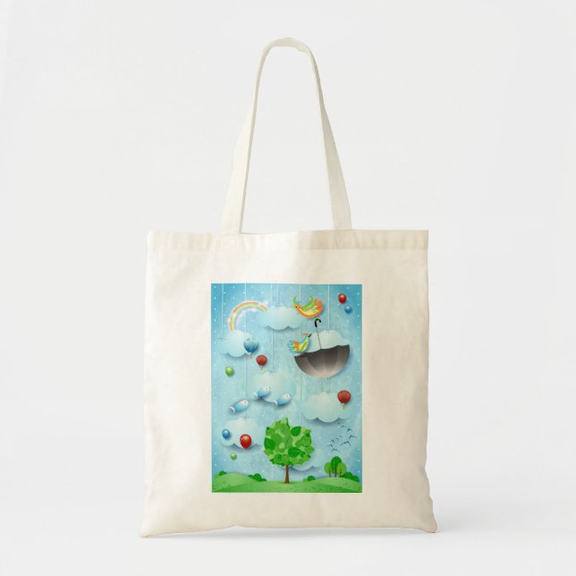Big tree and flying birds tote bag (Front)