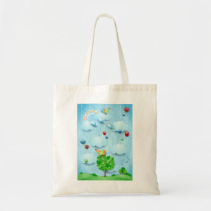 Big tree and flying fishes tote bag