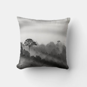Big Tree in Pine Forest in the Mist Cushion