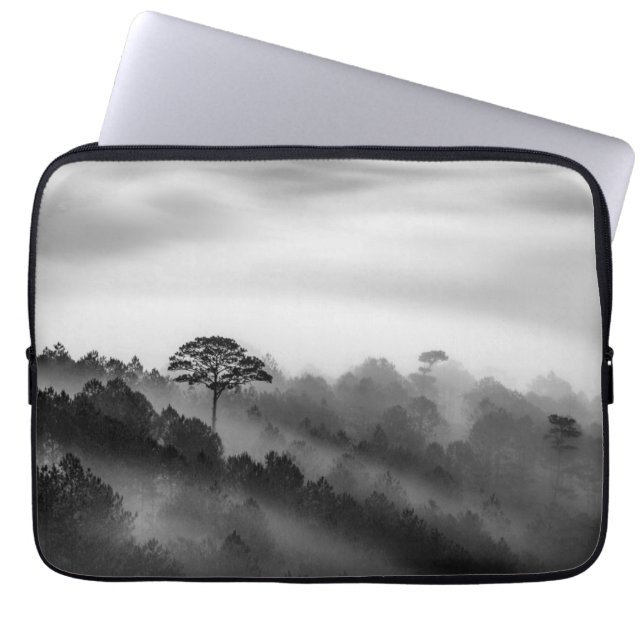 Big Tree in Pine Forest in the Mist Laptop Sleeve (Front)