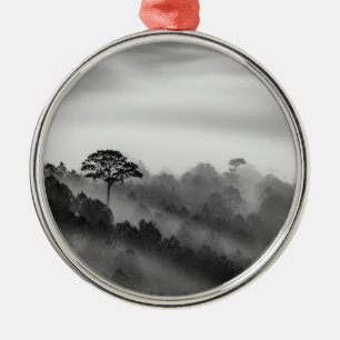 Big Tree in Pine Forest in the Mist Metal Tree Decoration