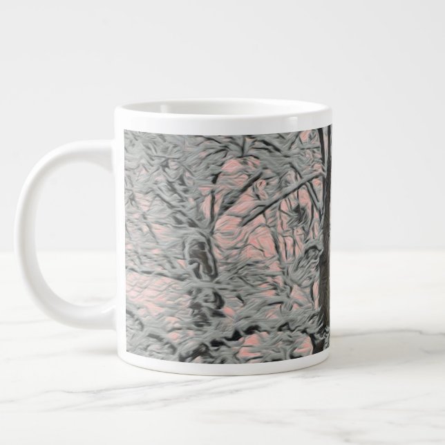 Big Tree In Snow Large Coffee Mug (Left)