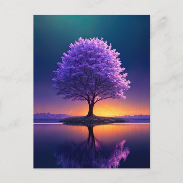 Big Tree Standing Alone by the Lake Postcard (Front)