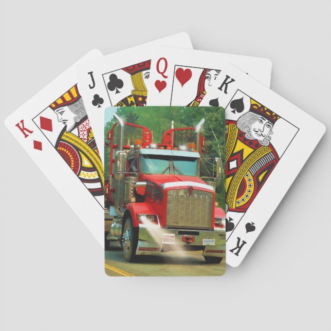 Big Truck and Highway Art for Lorry-lovers Playing Cards (Back)