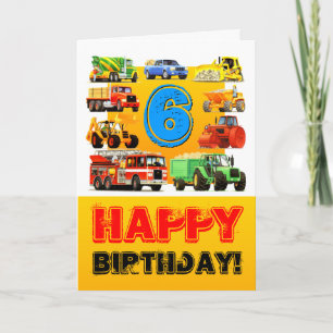 Big Trucks Boy's 6th Birthday Card