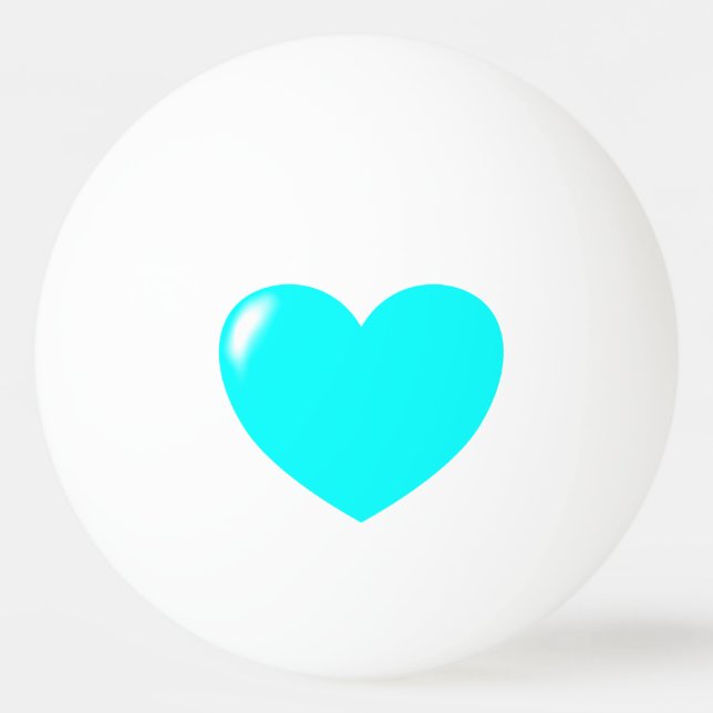Big Turquoise Heart Ping Pong Ball (Front)