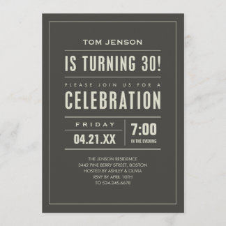 Big Type 30th Birthday Invitations