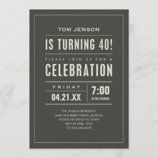 Big Type 40th Birthday Invitations