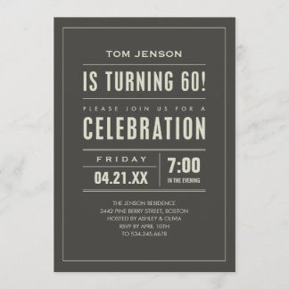 Big Type 60th Birthday Invitations