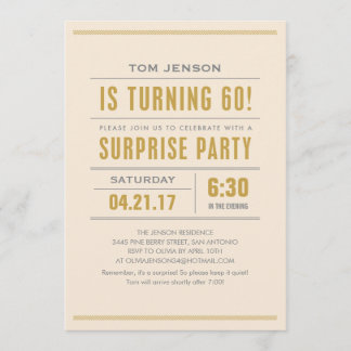 Big Type 60th Birthday Surprise Party Invitations