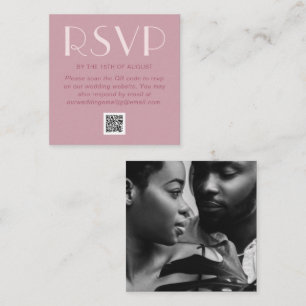 Big Type Wedding Photo Rsvp with QR Code Enclosure Card