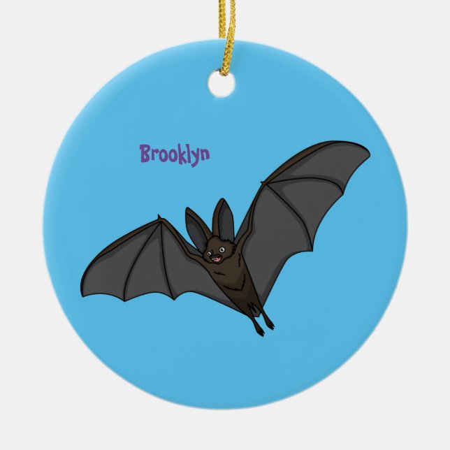 Big vampire bat cartoon illustration  ceramic tree decoration (Front)