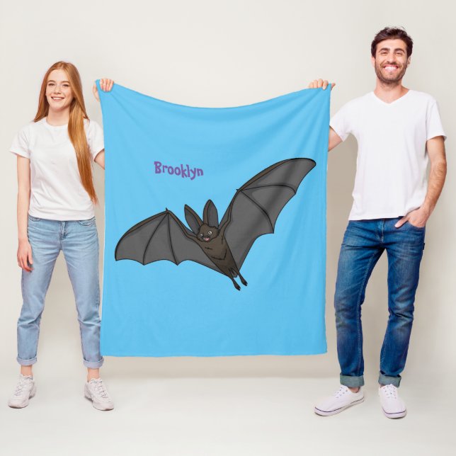 Big vampire bat cartoon illustration fleece blanket (In Situ)