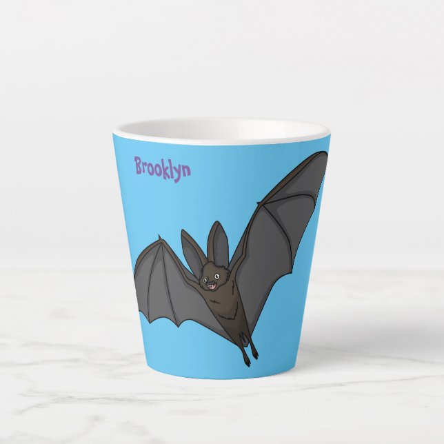Big vampire bat cartoon illustration  latte mug (Front)