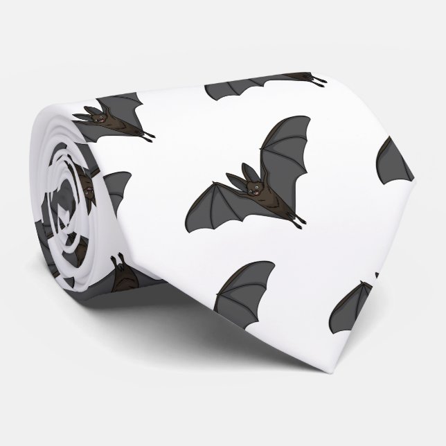 Big vampire bat cartoon illustration tie (Rolled)