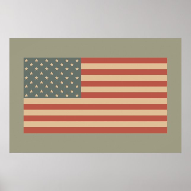 Big Vintage American Flag Wall Art Poster (Front)