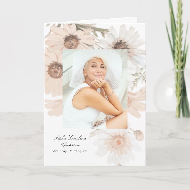 Big Vintage Daisies Celebration of Life Program Programme (Front)