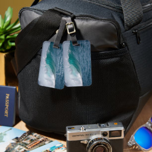 Big Wave Blue Ocean Name Contact Luggage Tag