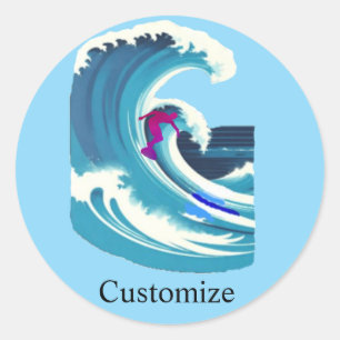 Big Wave Surfer Thunder_Cove Classic Round Sticker