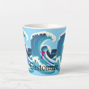 Big Wave Surfer Thunder_Cove Latte Mug