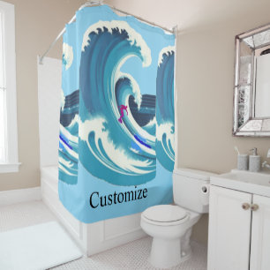 Big Wave Surfer Thunder_Cove Shower Curtain