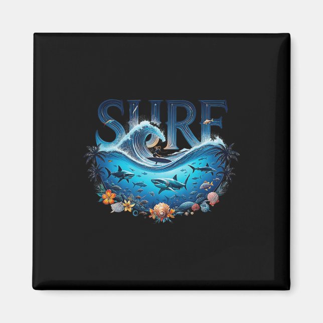 Big Wave Surfing Beach Lover Surfer Graphic Surfbo Magnet (Front)