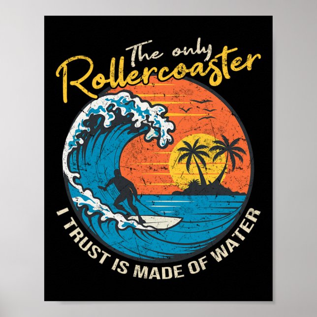 Big Wave Surfing Graphic Ocean Design For Surfer M Poster (Front)