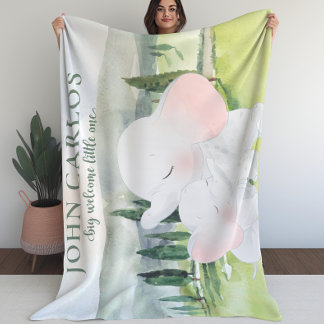 Big Welcome Little One Elephant Kids Blanket