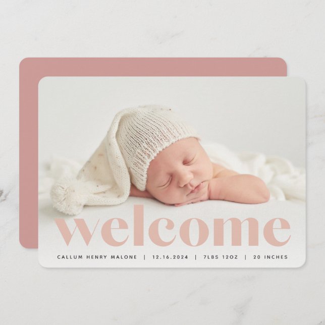 Big Welcome | Photo Birth Announcement (Front/Back)