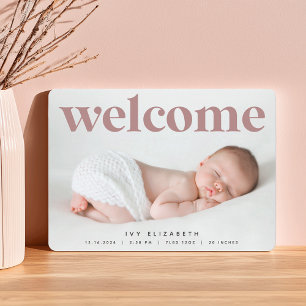 Big Welcome Photo Birth Announcement