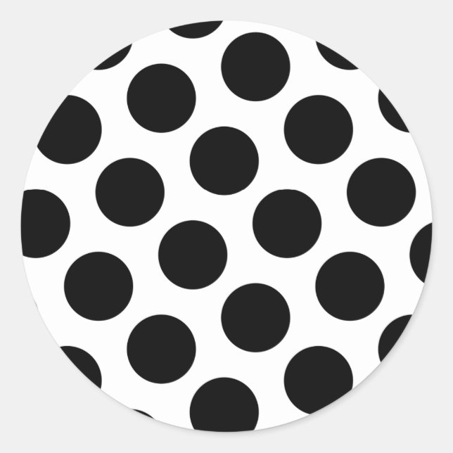 Big White and Black Polka Dots Classic Round Sticker (Front)
