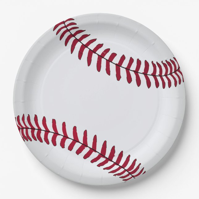 Big White Baseball Paper Plate (Front)