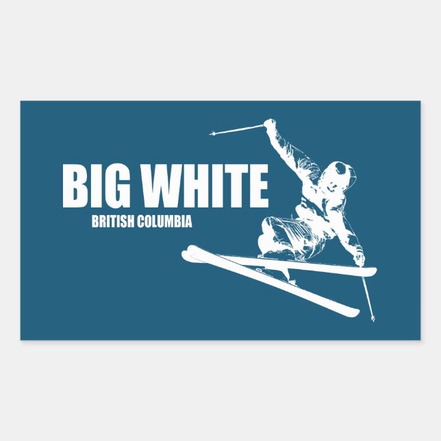 Big White British Columbia Skier Rectangular Sticker (Front)