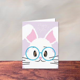 Big White Bunny Face Happy Easter Card