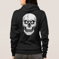 Big White Cool Skull Women's Full-Zip Hoodie Shirt