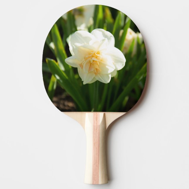 Big white daffodils on a spring day  ping pong paddle (Front)
