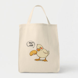Big White Duckling with Fat Belly Eating Bread Tote Bag