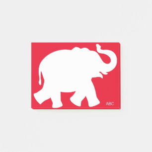 Big White Elephant Silhouette on Red Post-it Notes