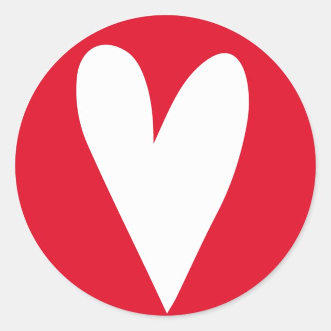 Big White Heart - Red Valentine's Day Classic Round Sticker (Front)