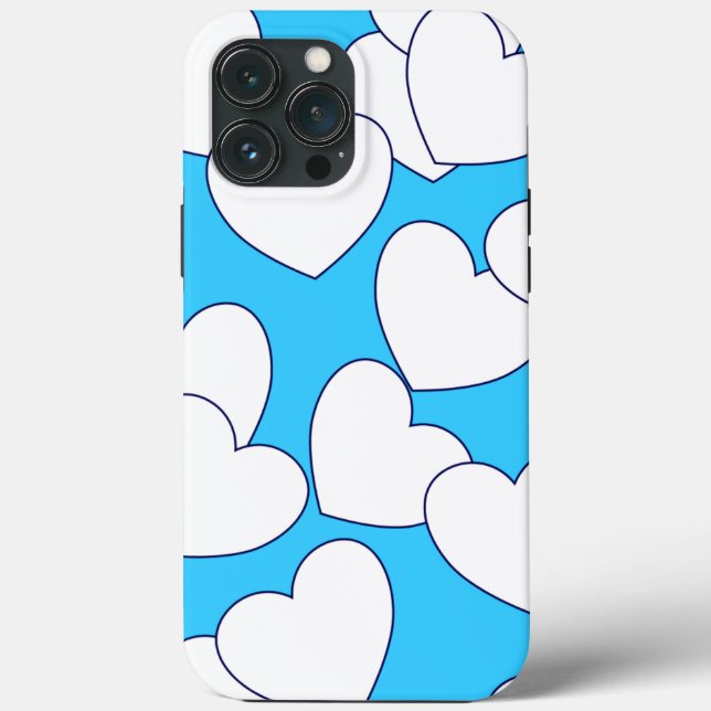Big White Hearts On Beautiful Blue Case-Mate iPhone Case (Back)