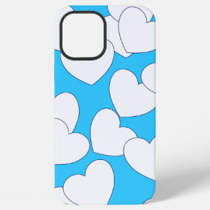Big White Hearts On Beautiful Light Blue iPhone 12 Pro Max Case