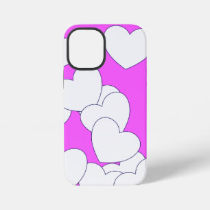 Big White Hearts On Striking Pink iPhone 12 Mini Case