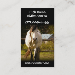 Big White Horse in Rural Field Equestrian Biz Business Card